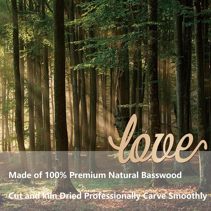 CREATCABIN LOVE Wood Cutout Front Door Wooden Decor Letters Cut Art Sign Wall Hanging Decor for Restroom Bedroom Cafe Shop Apartment Hotel Rustic Farmhouse Porch Party Valentines' Day Gifts 11.9x4.7in
