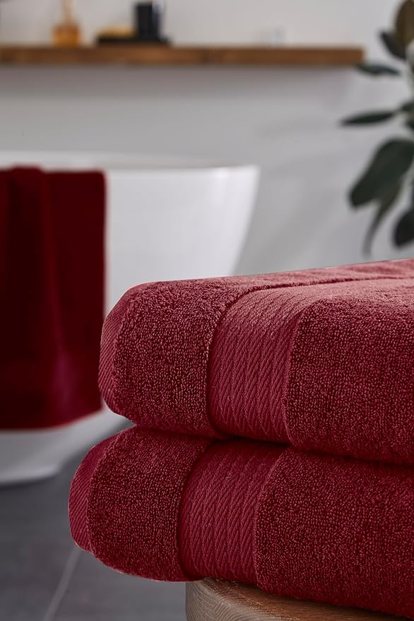 Ozdilek 2-Piece Bath Towels, 30x60 550GSM– 30x60 Inches, 100% Turkish Cotton, Luxury Quick Dry, Extra Large, Fade-Resistant, Eco-Friendly, Spa Towel, Cotton Towel (Brick Red)