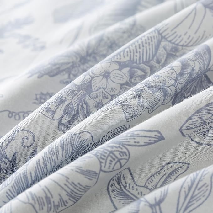 HoneiLife Queen Duvet Cover Set - 100% Cotton Comforter Cover Floral Duvet Cover Sets,Soft & Breathable Duvet Cover with Zipper Closure and Corner Ties,3pcs Wildflower Comforter Cover Sets-Herbs