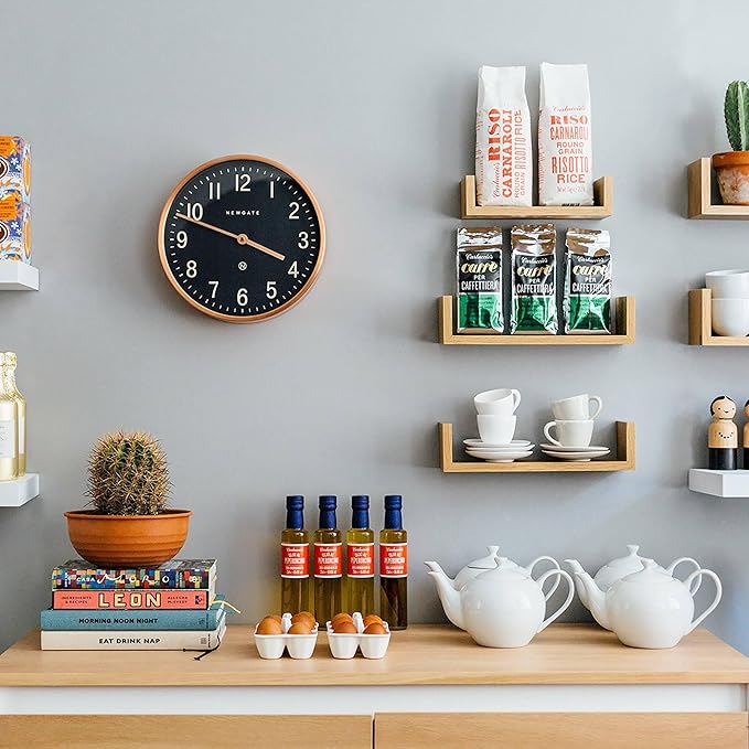 NEWGATE® Master Edwards wall Clock | Mid-Century Style Clock | 12 inch | Deep Metal case with Copper/Rose Gold Finish | Modern Retro Design for Kitchen, Living Room or Office