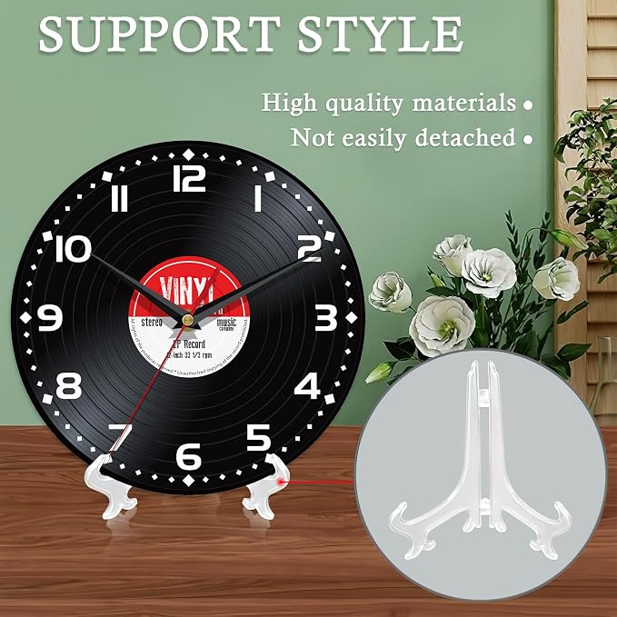 Wall Clocks,Record Wall Clock Decorative,Musical Black Kitchen Wall Clocks Battery Operated-10 Inch Round Bathroom Wall Clock Silent Non-Ticking