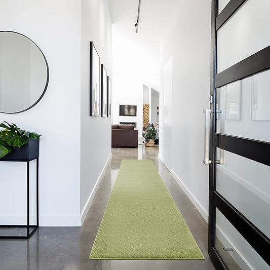 Nourison Home Nourison Essentials Green 2'2" x 20' Area Rug - Easy Clean, Non Shedding, Bed Room, Living Room, Dining Room, Kitchen (20' Runner)