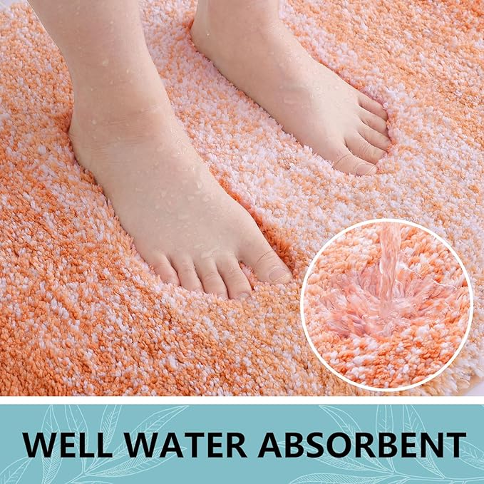 Arotive Microfiber Bathroom Rugs, Shaggy Soft and Absorbent Bath Rug, Non-Slip, Thick Plush Machine Washable Dry Bath Mats for Bathroom, Tub and Shower, 47x24, Orange, Rectangular