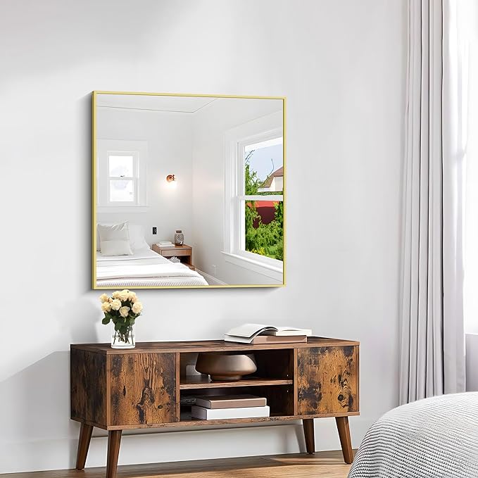 KOCUUY Gold Bathroom Mirror, 30x30 Inch Square Gold Mirror with Aluminum Metal Frame,Gold Vanity Wall Mirror Modern Home Decor for Bathroom, Living Room, Farmhouse and Entryway
