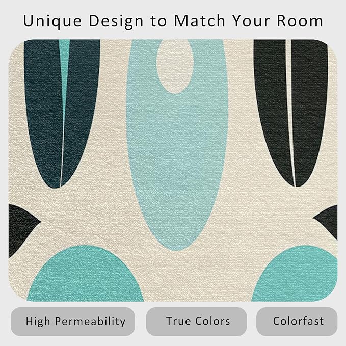 Mid Century Modern Rug Large 8x10 Geometric Retro Abstract Pattern Area Rugs for Living Room, Bedroom, Mid Century Modern Home Decor Accessories Indoor Carpet, Non Slip & Machine Washable