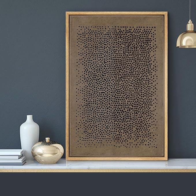 MUDECOR Framed Canvas Print Wall Art Organic Dot Pattern Abstract Illustrations Fine Art Mid-Century Modern Multicolor for Living Room, Bedroom, Office - 24"x36" NATURAL