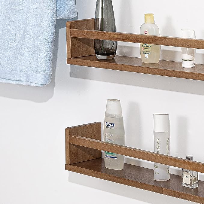 AZSKY Nursery Book Shelves for Wall Bookshelf for Kids Wood Floating Book Shelves16 Inch Wall Shelves for Living Room Bedroom Decor Kitchen Spice Rack Bathroom Storage Organizer Shelf Set of 3