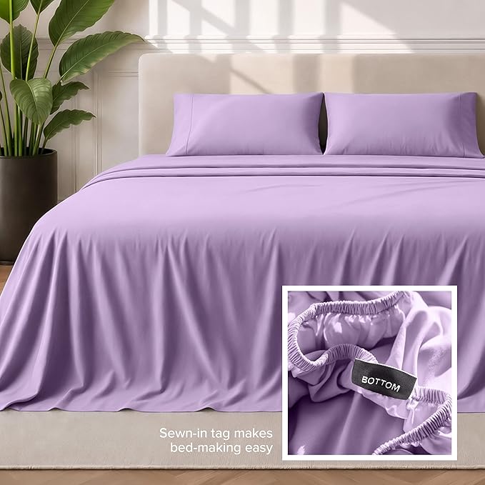Bare Home Full Sheet Set - 1800 Ultra-Soft Microfiber Full Bed Sheets - Double Brushed - Deep Pockets - Easy Fit - 4 Piece Set - Bedding Sheets & Pillowcases (Full, Lavender)