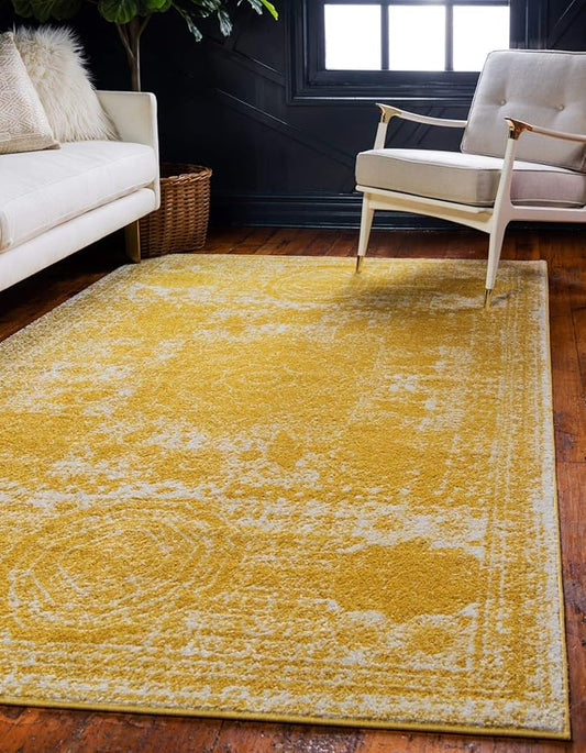 Unique Loom Bromley Collection Area Rug - Wells (5' 1" x 8' Rectangle Yellow/Ivory)
