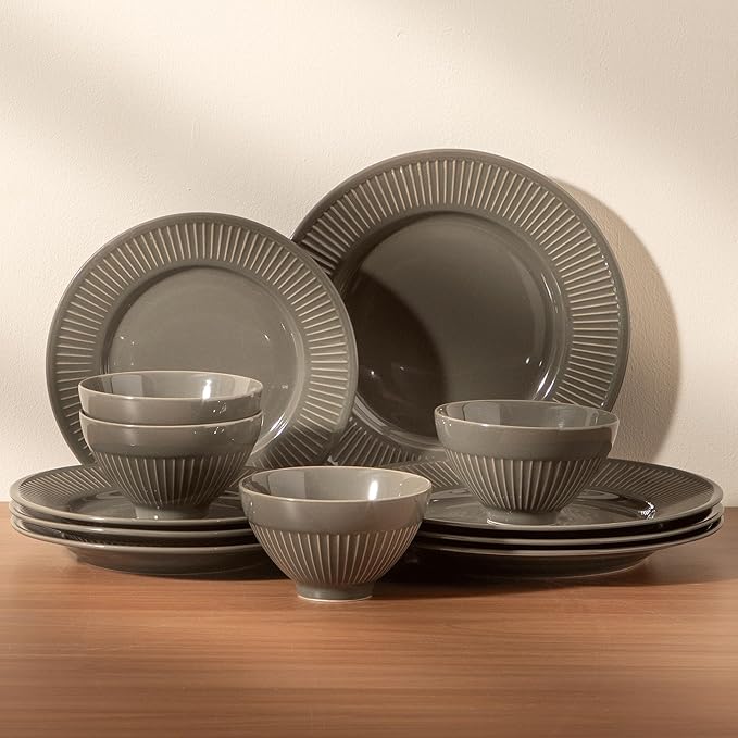 Dinnerware sets plates and bowls sets modern plates,Ceramic Dinnerware Sets,12 Pieces Porcelain Lightweight Plates,Scratch Resistant Dish Set (style - 14, 4 - Set (12pcs))