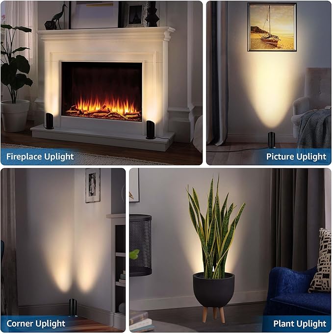 SUNVIE 2 Pack Uplighting Indoor Floor Can Light, Uplights Indoor Floor Up Lighting Indoors with 2700K GU10 Bulbs 5W Up Lights Indoor for Home Plant Tree, 5.9 FT UL Listed Plug Cord &Foot Switch
