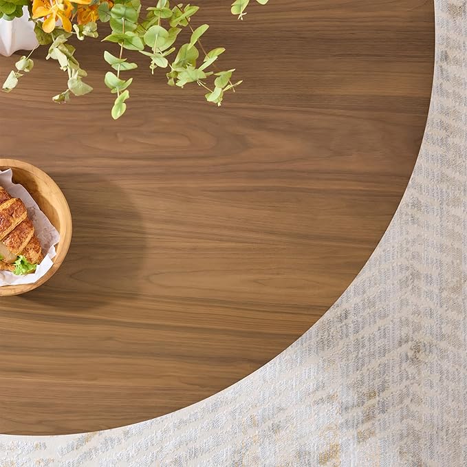 CHITA 47-inch Round Dining Table for 4, Modern Kitchen Table with Solid Rubberwood Legs, Easy Assembly Circle Table for Kitchen, Dining Room, Farmhouse(Walnut)