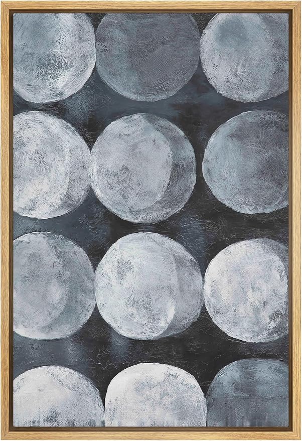 SIGNLEADER Framed Canvas Print Wall Art Dark Blue Moon Phase Circle Illustration Modern Art Decorative Zen for Living Room, Bedroom, Office - 24"x36" NATURAL