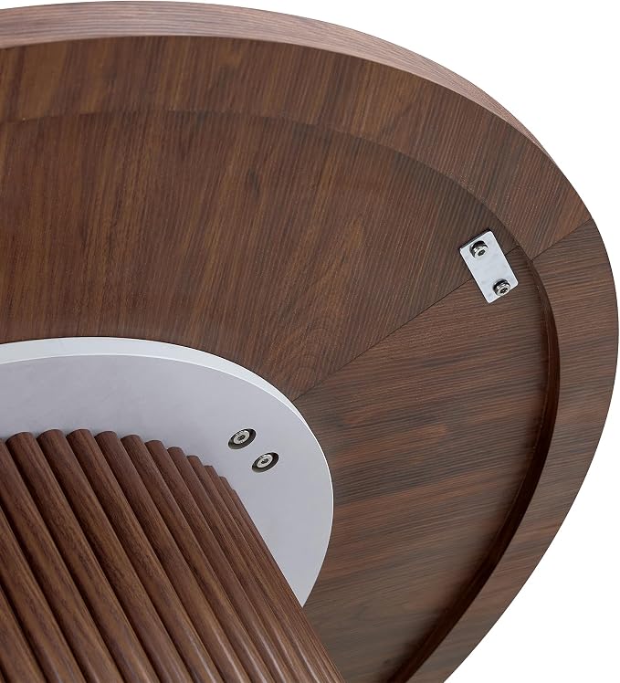 42" Round Dining Table for 4-6,Mid Century Modern Dining Room Table with Walnut Wood Grain,Rustic Kitchen Table with Round Pedestal for Dining Room Kitchen