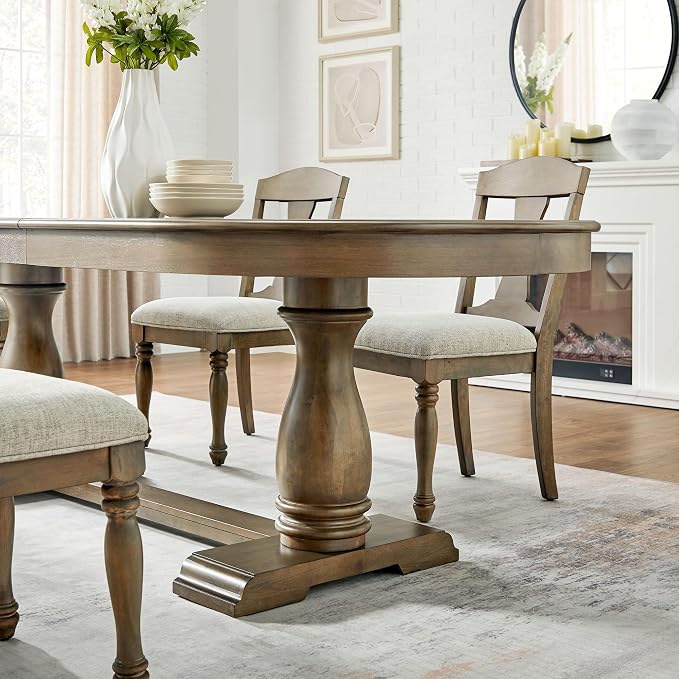 JUSTONE 94.06'' White Oak Extendable Oval Table, Great for Dining Room & Kitchen (Oak, 94.06'' Dining Table only)
