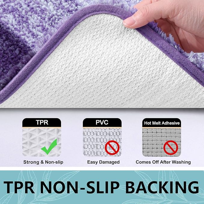 Arotive Microfiber Bathroom Rugs, Shaggy Soft and Absorbent Bath Rug, Non-Slip, Thick Plush Machine Washable Dry Bath Mats for Bathroom, Tub and Shower, 47x24, Dark Purple, Rectangular