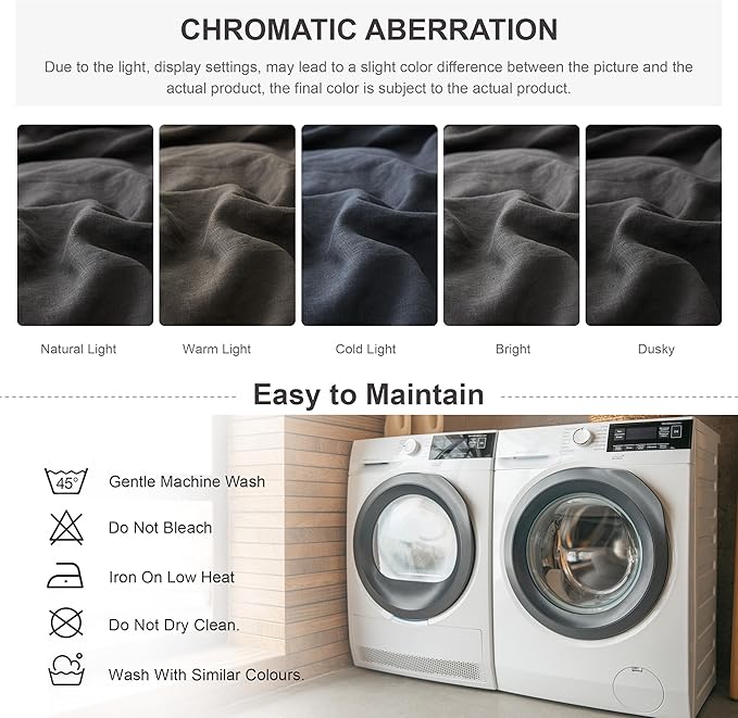 Simple&Opulence 100% Linen Duvet Cover Set, Natural French Flax Dark Grey Duvet Cover Twin Size, Breathable Soft Comfy Linen Bedding Comforter Cover with 1 Pillowcase(Dark Grey, 68"x86")