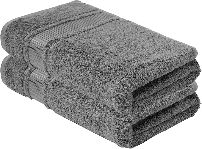 Melissa Linen, 2 Piece Hand Towel Set, 100% Turkish Cotton Face Hand Towels for Bathroom, 20 in x 35 in, Absorbent, Quick Dry, Durable and Soft, Spa and Hotel Quality, Dark Grey