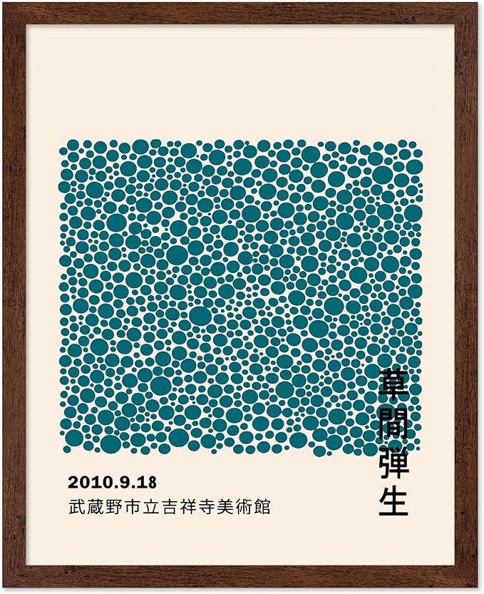 Poster Master Vintage Poster - Retro Pop Art Print - Gift for Artist, Friend - Infinity Dots, Japanese, Polka, Modern, Abstract - Wall Decor for Home, Office, 8x10 Brown Framed