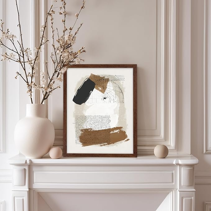 Poster Master Abstract Written Message Poster - Watercolor Print - Note Art - Chic Boho Design - Abstract Illustration - Great Bedroom or Living Room Decor - 8x10 Brown Framed