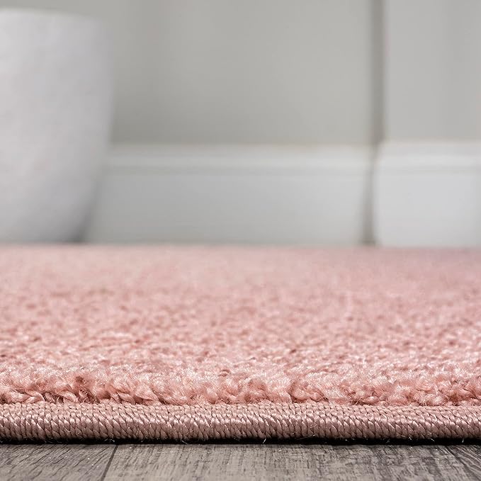 JONATHAN Y Haze Solid Low-Pile Pink 3x5 Oval Indoor Area Rug, Coastal,Bohemian,Minimalist,Classic, Easy-Cleaning for Living Room,Bedroom,Kitchen,Pet Friendly,Non-Shedding (SEU100P-3OV)