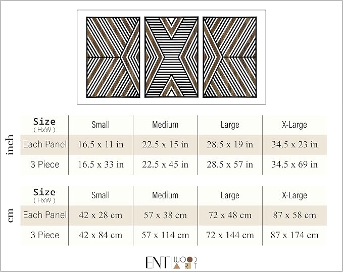 Art Deco Style Geometric Wood Wall Art, Mid Century Modern Wooden Wall Art Panel, Large Wall Decor for Bedroom, Office or Living Room