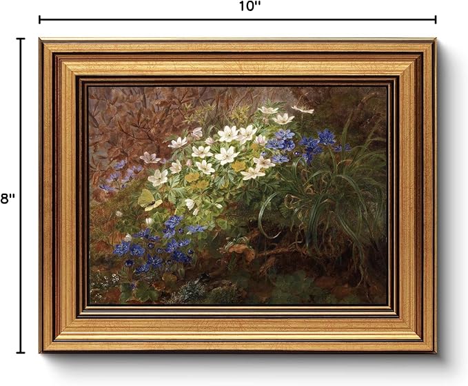 HUARCEY Gold Framed Vintage Wall Art for Living Room, Bathroom Shelf Wildflowers Prints Decor Aesthetic Classical Floral Paintings Farmhouse Wall Decor, Retro Table Desk Decoration for Bedroom 8"x10"