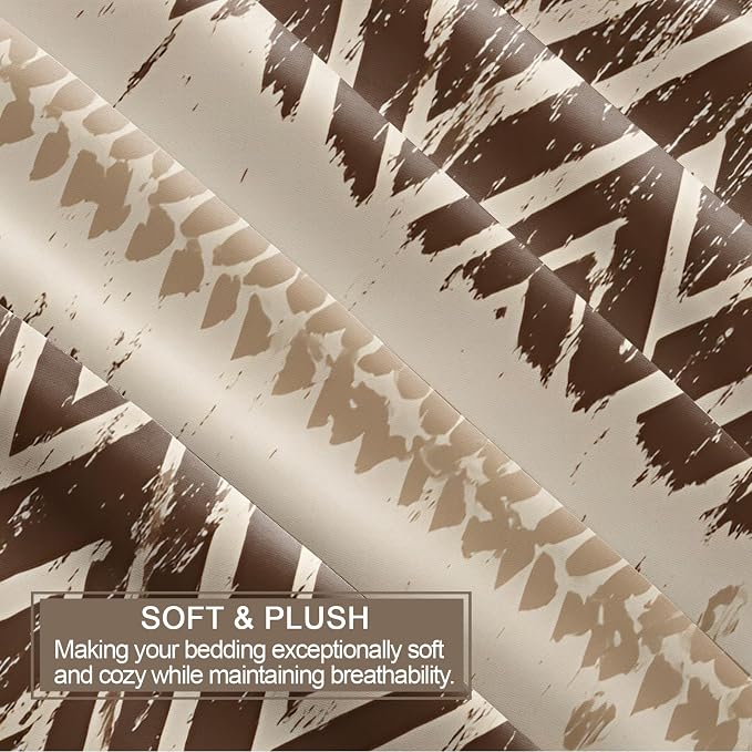 Geometric Aztec Duvet Cover Oversized King, Boho Aztec Bedding Set 3 Piece, Bohemian Striped Patterned Comforter Cover with Zipper Soft Microfiber, 2 Pillowcases