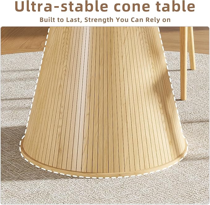 Round Dining Table for 4, Farmhouse Fluted Dining Kitchen Table, 47 Inch Modern Wood Small Circle Dining Table for Kitchen Living Room (Wood, 47inch)