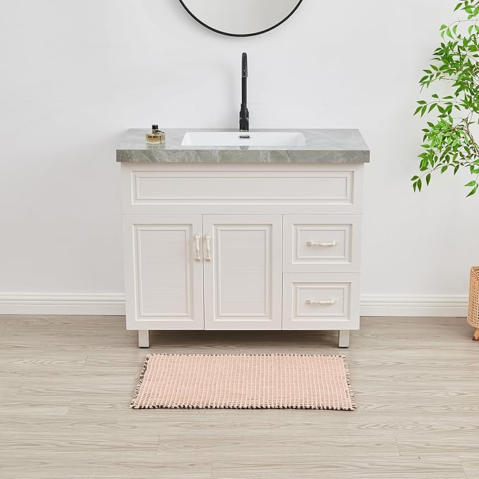 Douceur Waffle Bath mat for Bathroom Floor Non Slip, Super Soft Acrylic Blend Bath Rugs with Tassels, Quick Dry Bathroom Rugs Machine Washable, 24" x 36", Brown