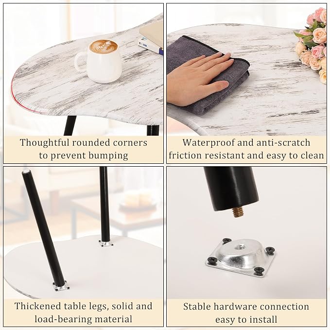 Small Coffee Table Cloud Shape Coffee Tables Unique White Wood Grain Tabletop Floor Table Farmhouse Rustic Decorative Center Sofa Table for Living Room Small Spaces