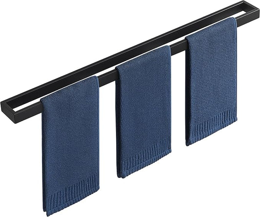 Sayayo Matte Black Towel Bar for Bathroom, 31.5 Inch Hand Towel Holder Wall Mount Square Towel Ring SUS304 Stainless Steel Towel Rack