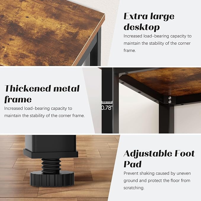 DlandHome Small Computer Desk for Home Office Table Writing Table for Small Spaces Study Table Laptop Desk 31.5x23.6 Inch, Retro