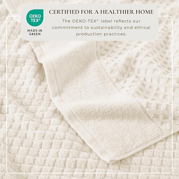 Great Bay Home Oversized Bath Sheets - 100% Cotton 2 Pack 68x35 Extra Large Towel - Absorbent, Durable, Quick-Dry Towels for Bathroom (Ivory)