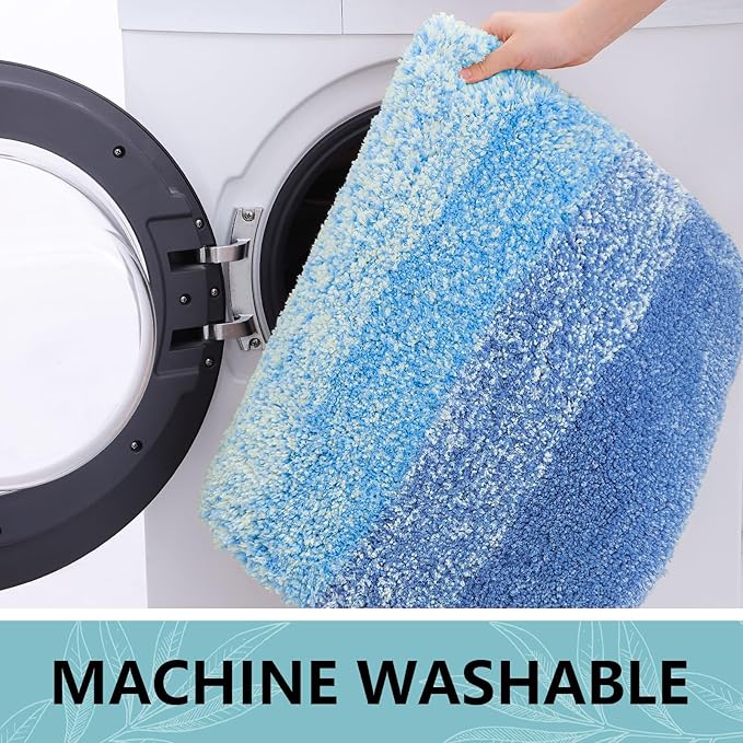 Arotive Microfiber Bathroom Rugs, Shaggy Soft and Absorbent Bath Rug, Non-Slip, Thick Plush Machine Washable Dry Bath Mats for Bathroom, Tub and Shower, 24x16, Light Royal Blue, Rectangular