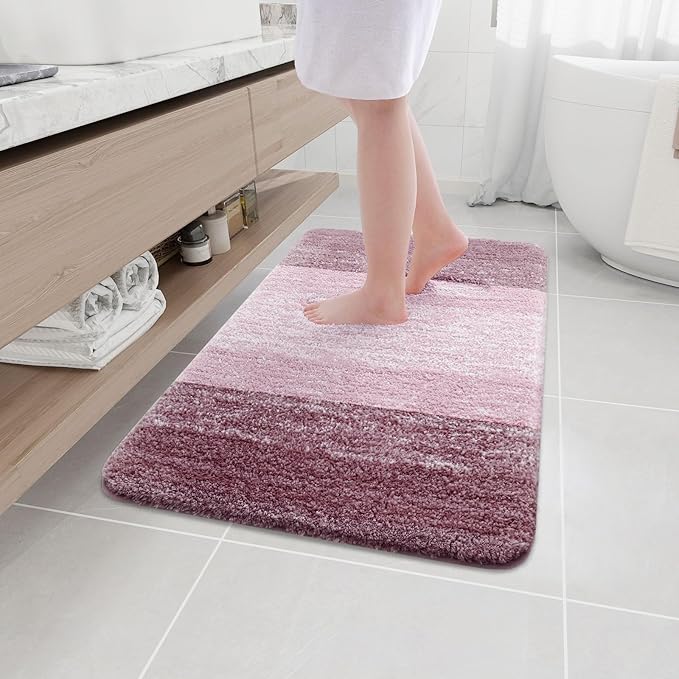 Arotive Microfiber Bathroom Rugs, Shaggy Soft and Absorbent Bath Rug, Non-Slip, Thick Plush Machine Washable Dry Bath Mats for Bathroom, Tub and Shower, 36x24, Mauve, Rectangular