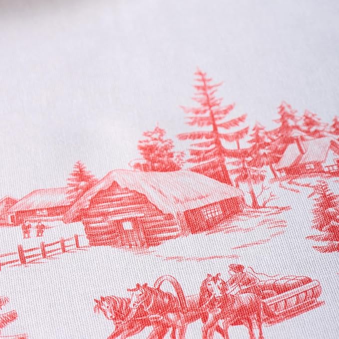 Maison d' Hermine Table Cloth Rectangle Table 100% Cotton 60 x 120 Inches Fall Tablecloth Reusable Everyday Use for Thanksgiving Christmas Decorations Dining Farmhouse Party (Winter Jouy)