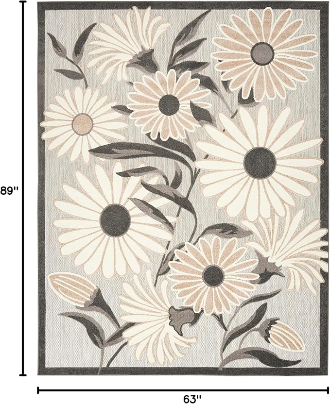 Nourison Home Aloha Beige 5'3" x 7'5" Area Rug - Easy Clean, Non Shedding, Bed Room, Living Room, Dining Room, Kitchen (5' x 8')
