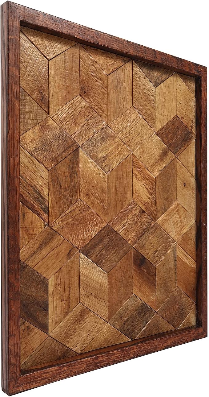 CONSDAN Wood Wall Decor | USA Grown Hardwood, Rustic Wooden Wall Art, Home Decorations for Living Room and Bedroom Aesthetic, Framed and Ready to Hang, Hexagon, 18" x 18"
