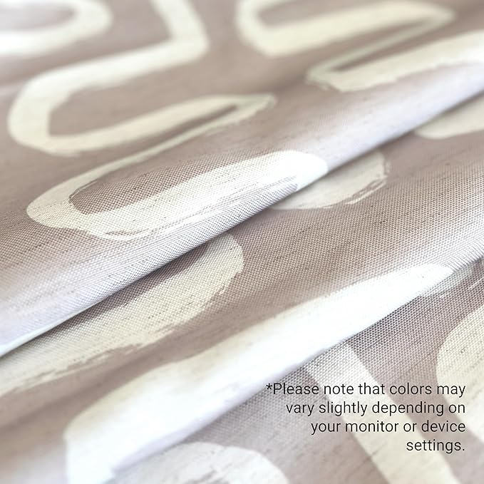 Linen Beige White Abstract Print Shower Curtain - Boho Pattern - Modern Minimalist Home Decor - Neutral Scandi Style Fabric Shower Curtain For Any Bathroom - 72x72 Inches (Linen Lines)