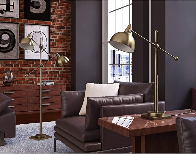 Lite Source Metal Table LAMP, Brushed Brass, E27 CFL 23W LS-22604