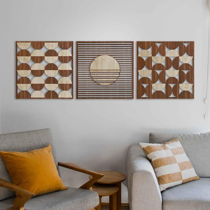 Modern Bauhaus Wood Wall Art, Abstract Boho Wooden Wall Art, Unique Mid Century Modern Geometric Design, Bauhaus Home Decoration