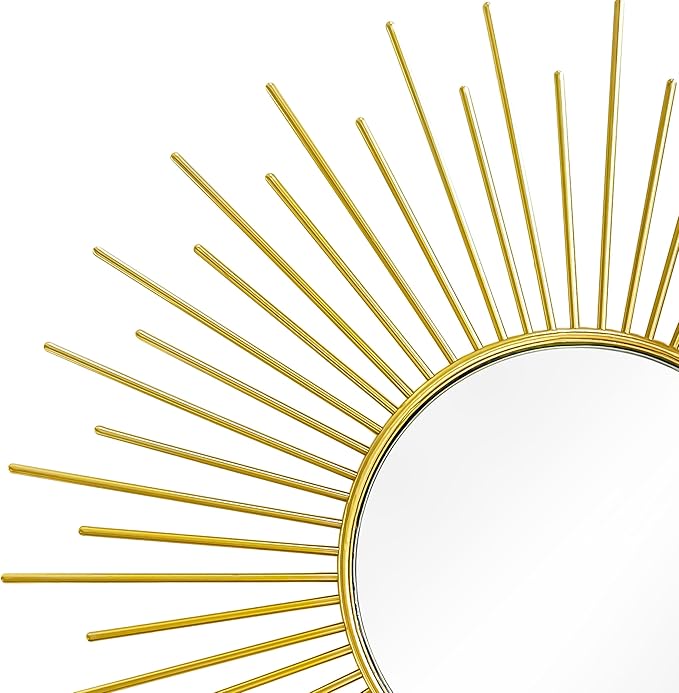 3 Pack Metal Mirrors for Wall Sunburst Wall Mirrors Home Décor Decorative Hanging Wall Art for Living Room Bedroom Entryway (Gold2, Sunburst)