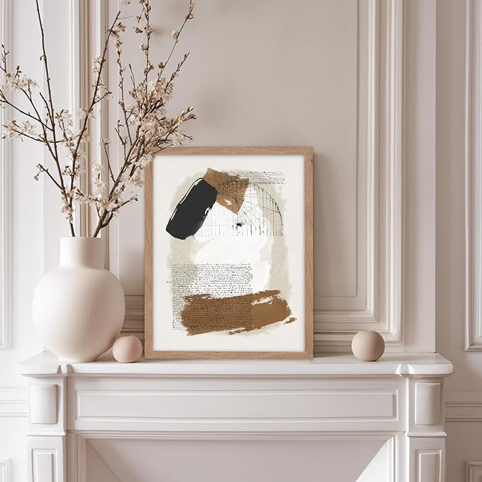 Poster Master Abstract Written Message Poster - Watercolor Print - Note Art - Chic Boho Design - Abstract Illustration - Great Bedroom or Living Room Decor - 11x14 Beige Framed