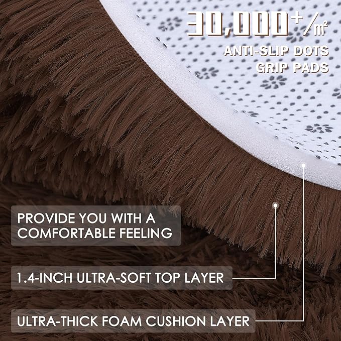 OLANLY 5x8 Machine Washable Large Area Rugs for Living Room, Bedroom, Soft Fluffy Shaggy Bedside Rug, Indoor Floor Carpet for Kids Girls and Boys, Dorms, Nursery, Home Decor Aesthetic, Coffee