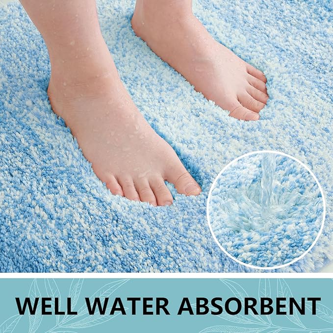 Arotive Microfiber Bathroom Rugs, Shaggy Soft and Absorbent Bath Rug, Non-Slip, Thick Plush Machine Washable Dry Bath Mats for Bathroom, Tub and Shower, 24x16, Light Royal Blue, Rectangular