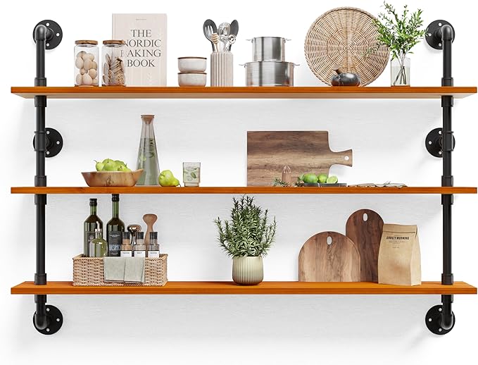 HDDFER Bathroom Floating Shelves for Wall - Industrial Pipe Shelving Shelves Wall Mounted Shelf Over Toilet Farmhouse Home Decor Display Bookshelf 48 in