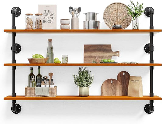 HDDFER Bathroom Floating Shelves for Wall - Industrial Pipe Shelving Shelves Wall Mounted Shelf Over Toilet Farmhouse Home Decor Display Bookshelf 48 in