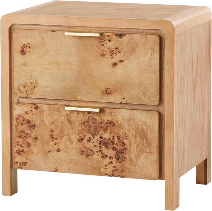 COZAYH Fully Assembled Farmhouse Nightstand with Drawer, Distressed Wood Retro Accent Bedside Table, Small Nightstand Organizer, Mid Century Modern End Table for Bedroom, Rustic, Burl