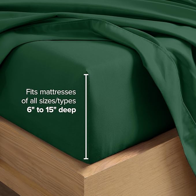 Bare Home California King Sheet Set - 1800 Ultra-Soft Microfiber Cal King Bed Sheets - Double Brushed - Deep Pockets - Easy Fit - 4 Piece Set - Bed Sheets (California King, Forest Green)